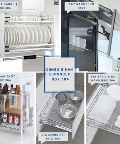 Combo phụ kiện tủ bếp 5 món Eurogold inox 304