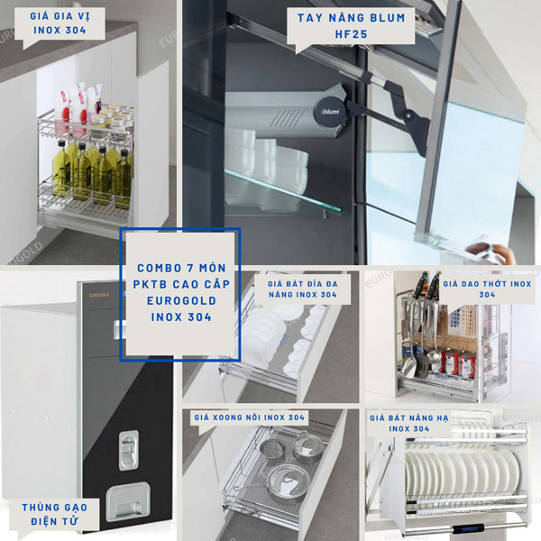 Combo phụ kiện Eurogold 7 món cao cấp inox 304 Combo phụ kiện Eurogold 7 món cao cấp inox 304