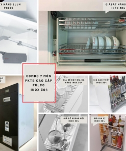 Combo phụ kiện tủ bếp 5 món Fulco cao cấp inox 304