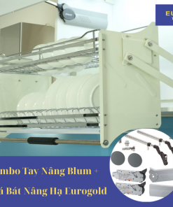 Combo Tay Nâng Blum Và Giá Bát Nâng Hạ Eurogld Inox 304